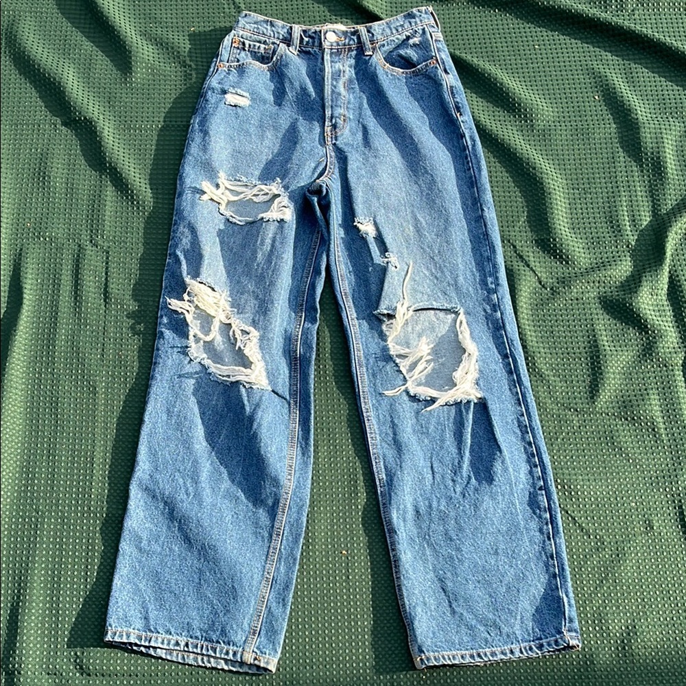 Cello women’s juniors 5 size Distressed Blue Denim Jeans 100% cotton